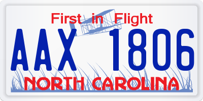 NC license plate AAX1806