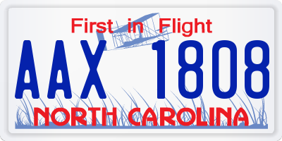 NC license plate AAX1808