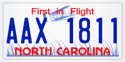 NC license plate AAX1811