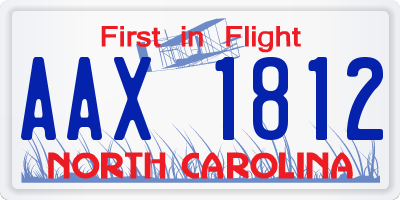 NC license plate AAX1812