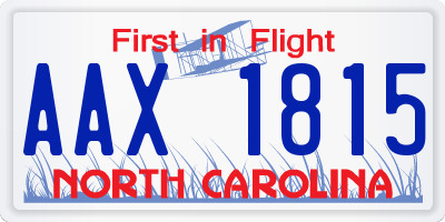 NC license plate AAX1815