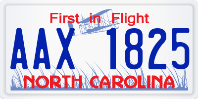 NC license plate AAX1825