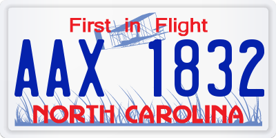 NC license plate AAX1832