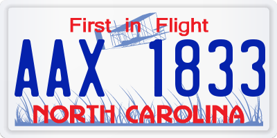 NC license plate AAX1833