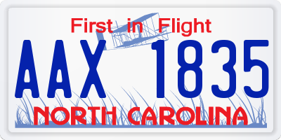 NC license plate AAX1835