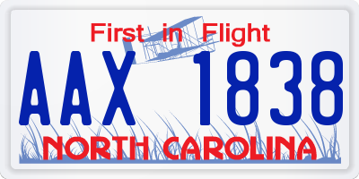 NC license plate AAX1838