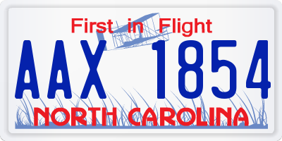 NC license plate AAX1854