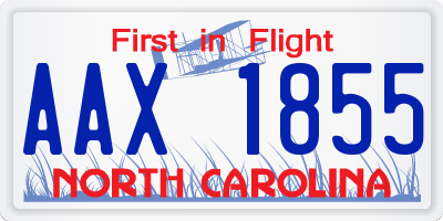 NC license plate AAX1855