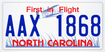 NC license plate AAX1868