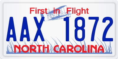 NC license plate AAX1872
