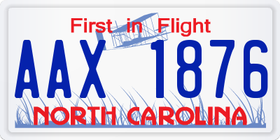 NC license plate AAX1876