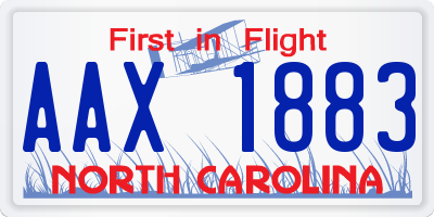 NC license plate AAX1883