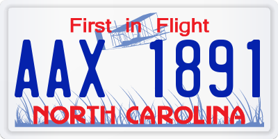NC license plate AAX1891