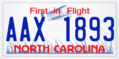 NC license plate AAX1893