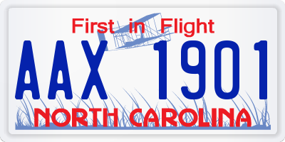 NC license plate AAX1901