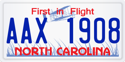 NC license plate AAX1908