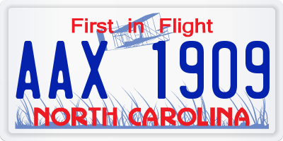 NC license plate AAX1909