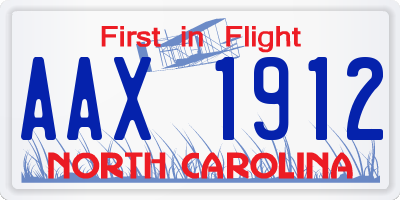 NC license plate AAX1912