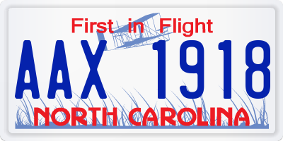 NC license plate AAX1918