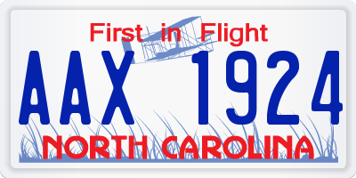 NC license plate AAX1924