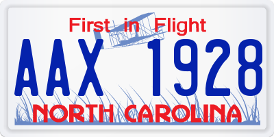 NC license plate AAX1928