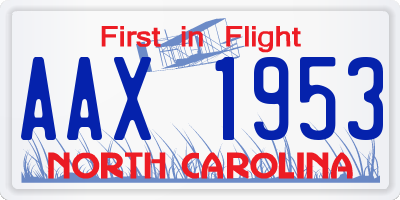 NC license plate AAX1953