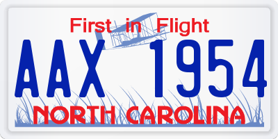 NC license plate AAX1954