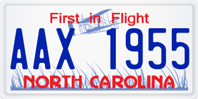 NC license plate AAX1955