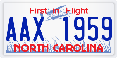 NC license plate AAX1959