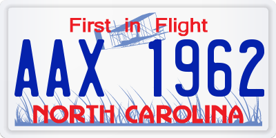 NC license plate AAX1962