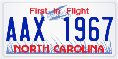 NC license plate AAX1967