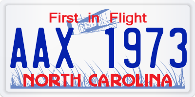 NC license plate AAX1973