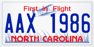 NC license plate AAX1986