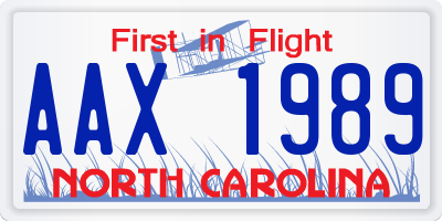 NC license plate AAX1989