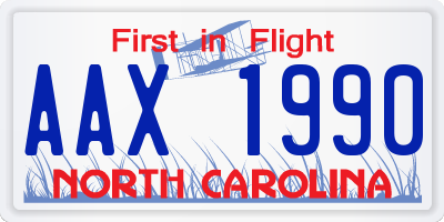 NC license plate AAX1990