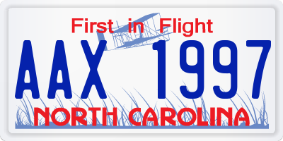 NC license plate AAX1997