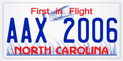 NC license plate AAX2006