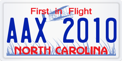 NC license plate AAX2010
