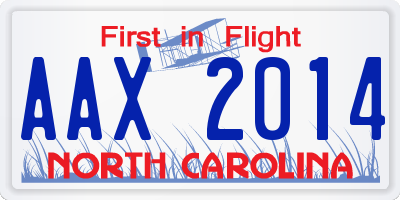 NC license plate AAX2014