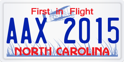 NC license plate AAX2015