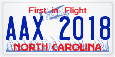 NC license plate AAX2018