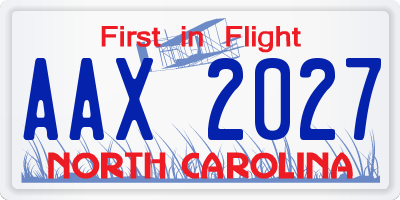 NC license plate AAX2027