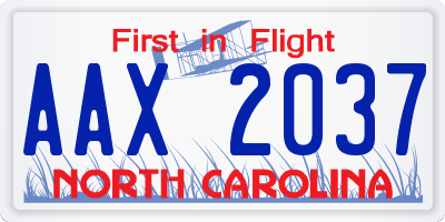 NC license plate AAX2037