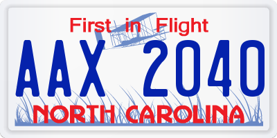 NC license plate AAX2040