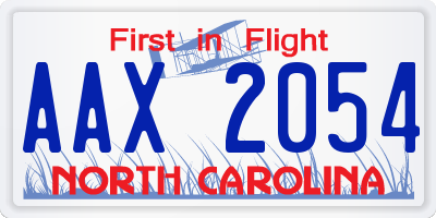 NC license plate AAX2054
