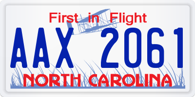NC license plate AAX2061