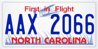NC license plate AAX2066