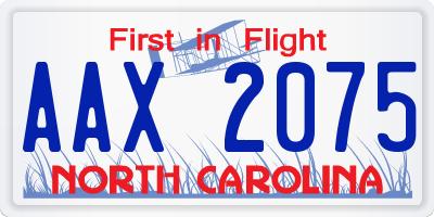 NC license plate AAX2075