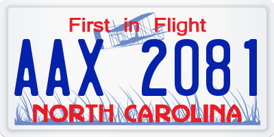 NC license plate AAX2081