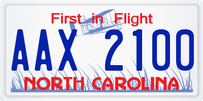 NC license plate AAX2100